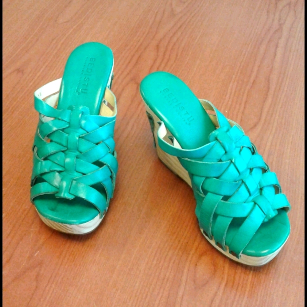 Bed l Stu GLORIA turquoise Wedge sandal 8 1/2 fit